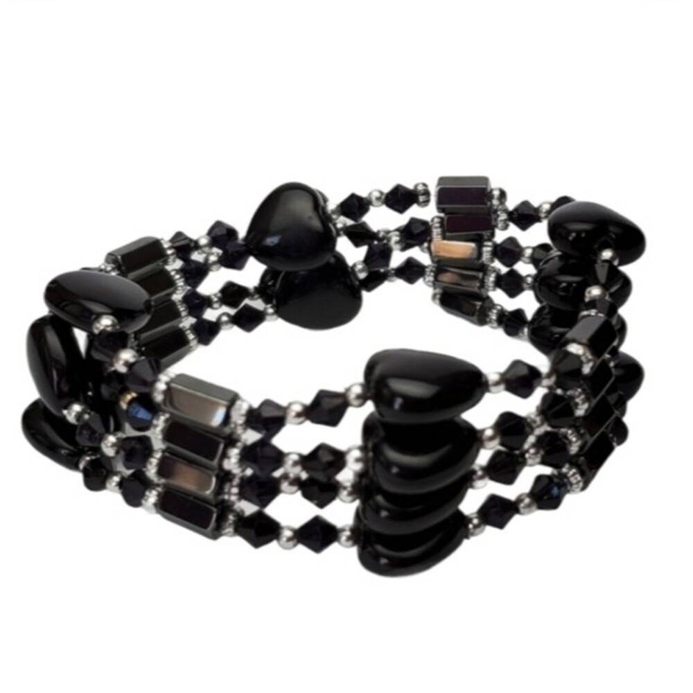 Black magnetic heart bracelet wrap around adjustable *